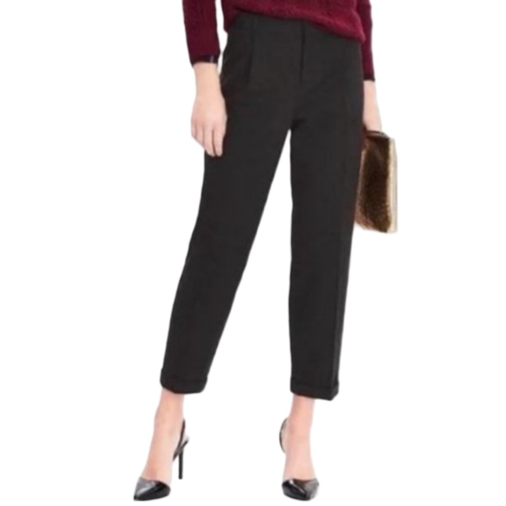 Banana Republic Avery Black Jacquard Animal Print Pants